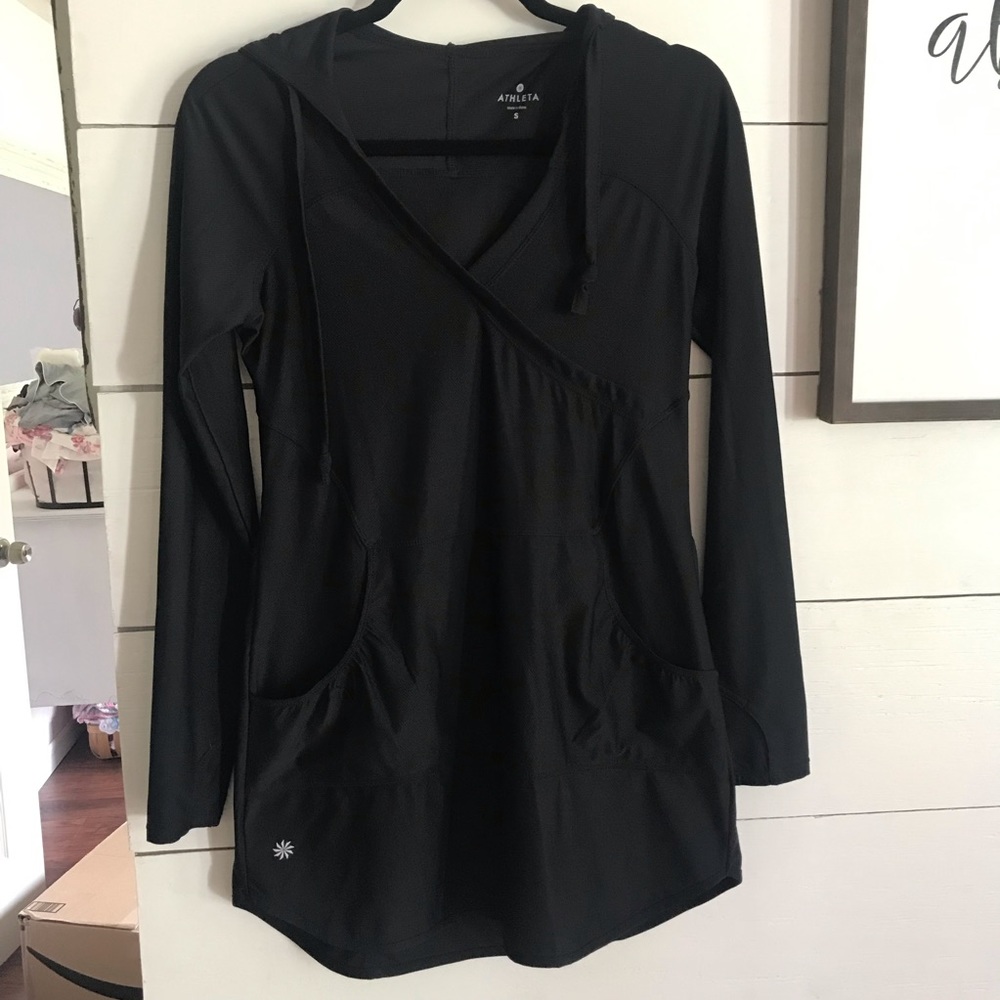 Black Athleta Pullover with hoodie-Small